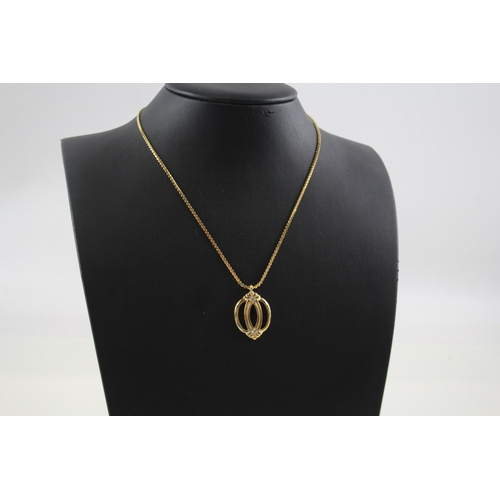 345 - Givenchy Gold Tone Enamel Pendant Necklace 9g