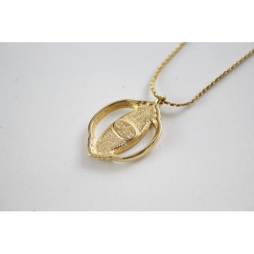 345 - Givenchy Gold Tone Enamel Pendant Necklace 9g