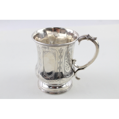 351 - Victorian 1858 Birmingham Sterling Silver Floral Detail Christening Cup (148g)