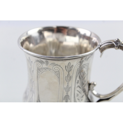 351 - Victorian 1858 Birmingham Sterling Silver Floral Detail Christening Cup (148g)