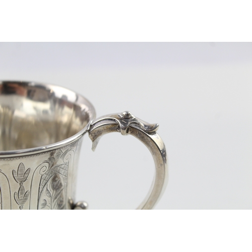 351 - Victorian 1858 Birmingham Sterling Silver Floral Detail Christening Cup (148g)