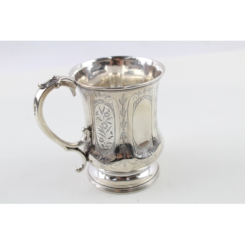 351 - Victorian 1858 Birmingham Sterling Silver Floral Detail Christening Cup (148g)