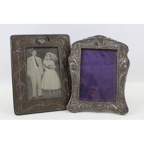 355 - 2 x Antique ART NOUVEAU .925 Sterling Silver Medium Photograph Frames (585g)