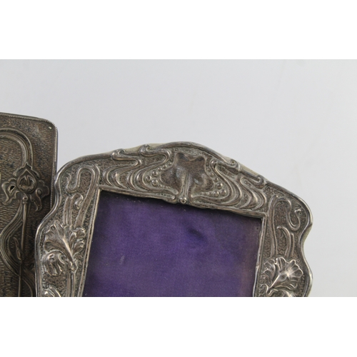 355 - 2 x Antique ART NOUVEAU .925 Sterling Silver Medium Photograph Frames (585g)