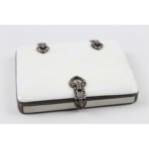 360 - ART DECO 1930 Import London Sterling Silver White Enamel Cigarette Case (114g)