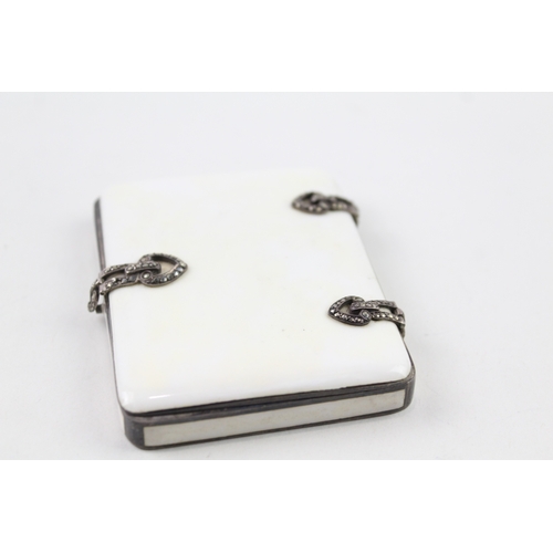 360 - ART DECO 1930 Import London Sterling Silver White Enamel Cigarette Case (114g)