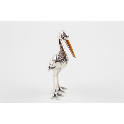 361 - Hallmarked .925 Sterling Silver Novelty Stork Enamel Ornament (35g)