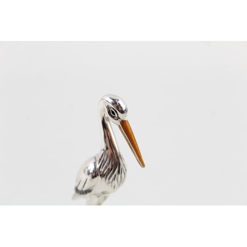 361 - Hallmarked .925 Sterling Silver Novelty Stork Enamel Ornament (35g)