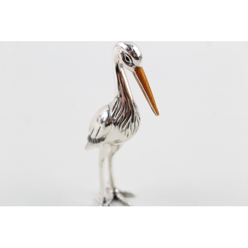 361 - Hallmarked .925 Sterling Silver Novelty Stork Enamel Ornament (35g)