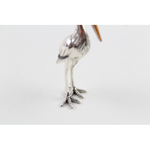 361 - Hallmarked .925 Sterling Silver Novelty Stork Enamel Ornament (35g)