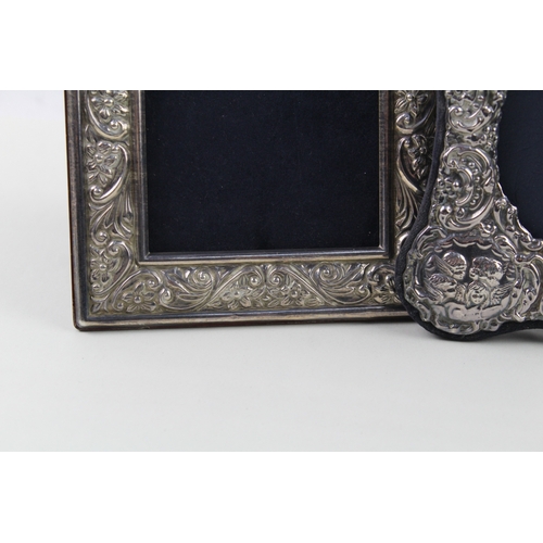 365 - 3 x Vintage .925 Sterling Silver Ornate Photograph Frames Inc Cherubs (555g)