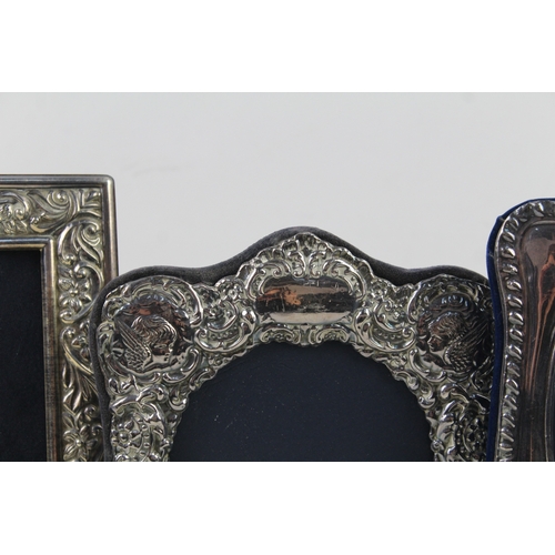 365 - 3 x Vintage .925 Sterling Silver Ornate Photograph Frames Inc Cherubs (555g)