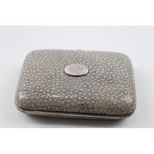 367 - Antique / Vintage .925 Sterling Silver Detailed & Shagreen Ladies Coin Purse 76g