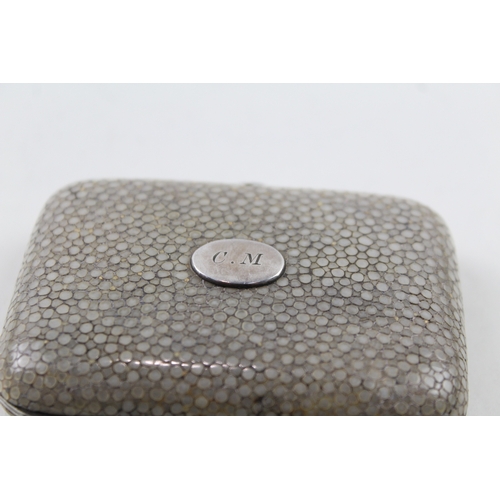 367 - Antique / Vintage .925 Sterling Silver Detailed & Shagreen Ladies Coin Purse 76g