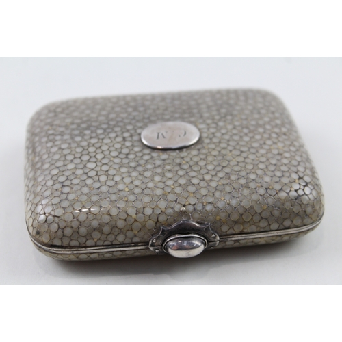 367 - Antique / Vintage .925 Sterling Silver Detailed & Shagreen Ladies Coin Purse 76g