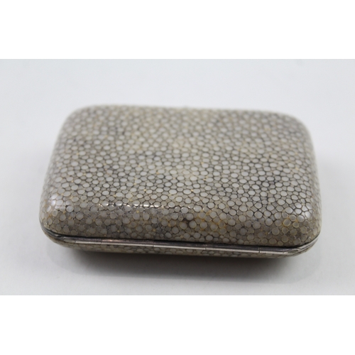 367 - Antique / Vintage .925 Sterling Silver Detailed & Shagreen Ladies Coin Purse 76g