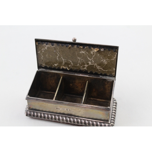 375 - Antique Victorian 1897 Birmingham Sterling Silver Triple Stamp Box (98g)