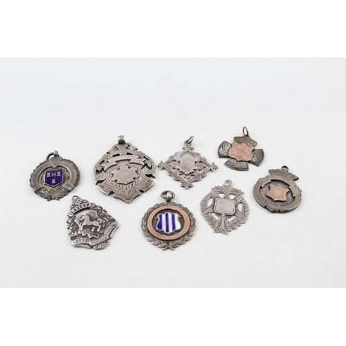 378 - 8 x Antique / Vintage Hallmarked .925 Sterling Silver Fobs / Medallions (81g)