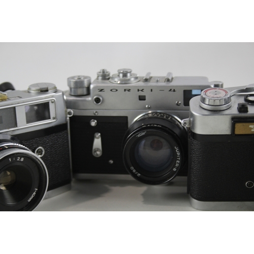 397 - Compact Rangefinder Film Cameras Inc Zorki 4 & Yashica 35 Etc Working x 3