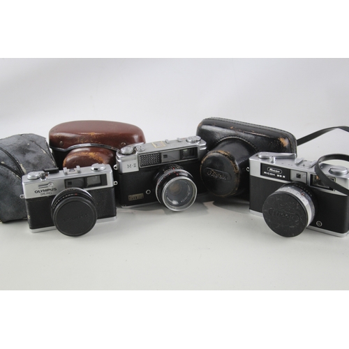 401 - Compact Rangefinder Film Cameras Inc Olympus & Yashica Etc Working x 3