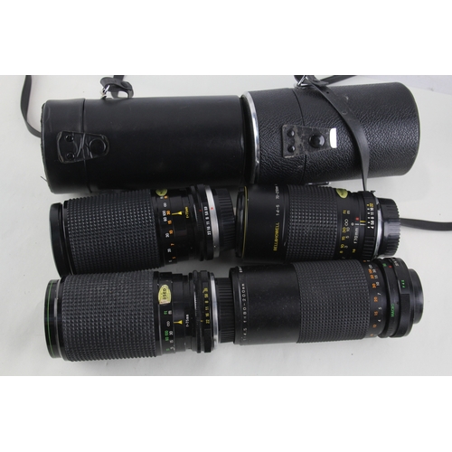 403 - Manual Camera Lenses Inc Chinon, Makinon & Hanimex Mechanically Working x 4