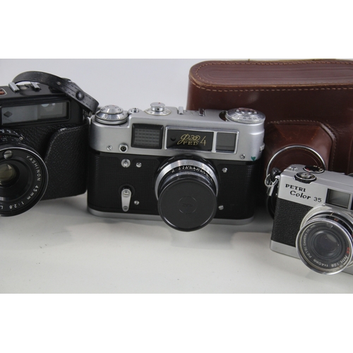 404 - Compact Rangefinder Film Cameras Inc FED 4 & Yashica MG-1 Etc Working x 3