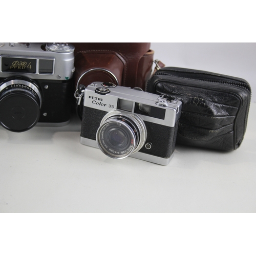 404 - Compact Rangefinder Film Cameras Inc FED 4 & Yashica MG-1 Etc Working x 3