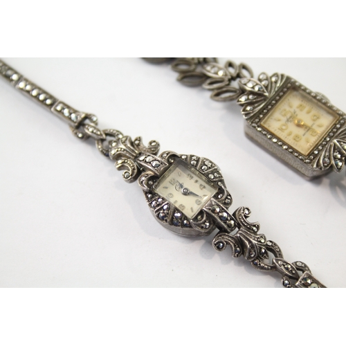 419 - Women Vintage 925 Silver Cocktail Watch Hand-Wind Working x 2