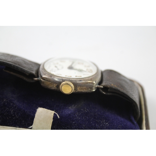 426 - Vintage 925 Silver Buren Military Style Watch Hand-Wind Working