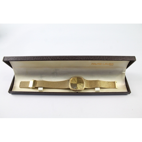 430 - Vintage Favre Leuba Gold Tone Date Watch With Box Hand-Wind Working