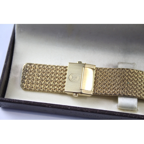 430 - Vintage Favre Leuba Gold Tone Date Watch With Box Hand-Wind Working