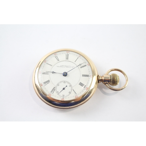 432 - Vintage Waltham 14K Rolled Gold Railway Style Pocket Watch Hand-Wind Working