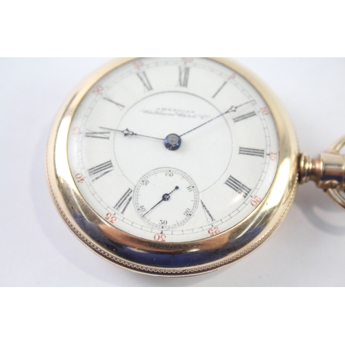 432 - Vintage Waltham 14K Rolled Gold Railway Style Pocket Watch Hand-Wind Working