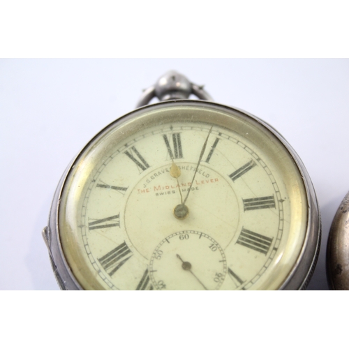 438 - Vintage 935 Silver Pocket Watch Hand/Key-Wind Untested x 2