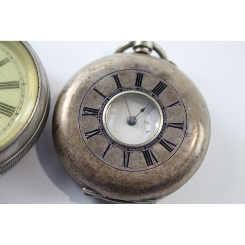 438 - Vintage 935 Silver Pocket Watch Hand/Key-Wind Untested x 2