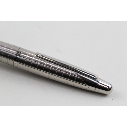 445 - Alfred Dunhill Brushed Steel Grid Ballpoint Pen / Biro