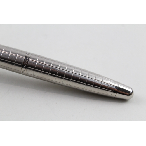 445 - Alfred Dunhill Brushed Steel Grid Ballpoint Pen / Biro