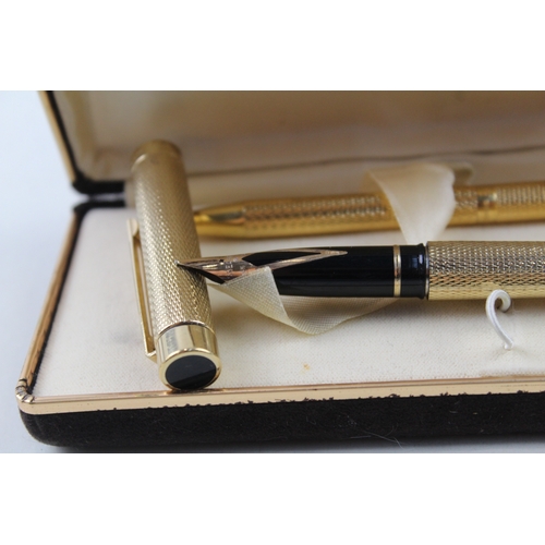 449 - Vintage Sheaffer Gold Plated Fountain Pen w/ 14ct Gold Nib, Ballpoint, Box Etc