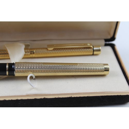 449 - Vintage Sheaffer Gold Plated Fountain Pen w/ 14ct Gold Nib, Ballpoint, Box Etc