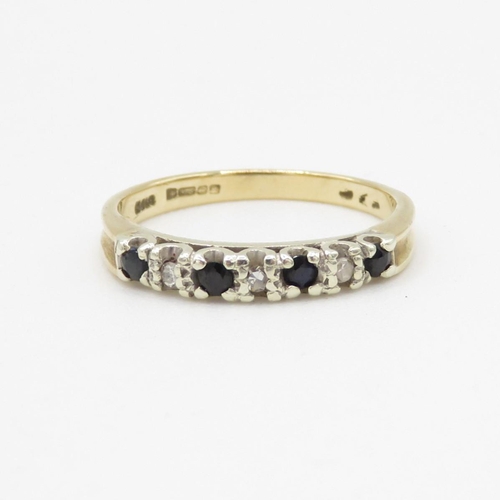 240 - 9ct gold sapphire & diamond half eternity ring (1.9g) Size M