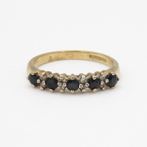 244 - 9ct gold sapphire & diamond half eternity ring (2.5g) Size P