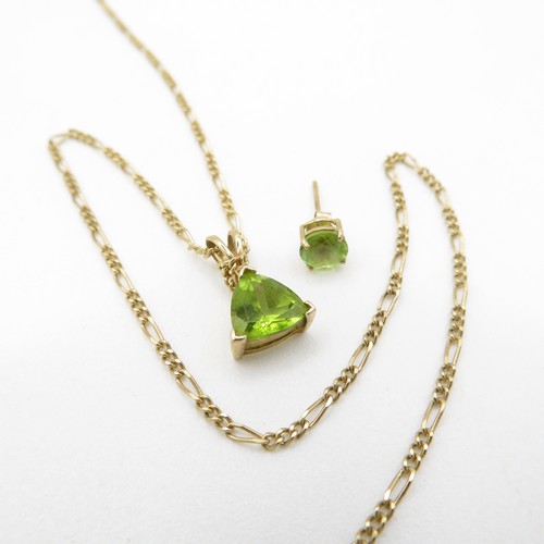 238 - 9ct gold peridot stud earring and necklace set (3.3g) AS SEEN