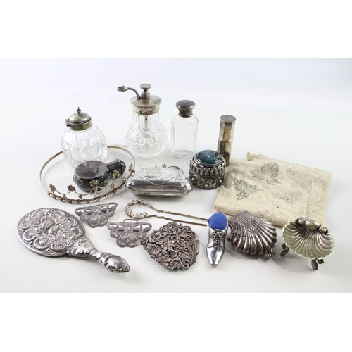 389 - Antique / Vintage Womens Vanity Items Silver Plated Inc Tiara, Bottles Joblot