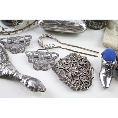 389 - Antique / Vintage Womens Vanity Items Silver Plated Inc Tiara, Bottles Joblot