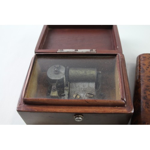 388 - Ladies Antique Collectables Inc Music Box, Trinket Beveled Glass Box, Mauchline