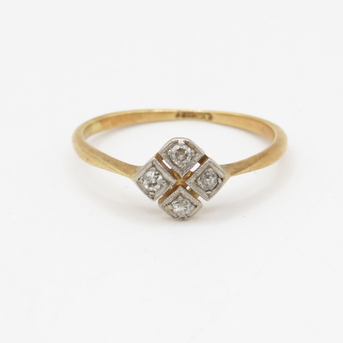 180 - 18ct gold antique diamond four stone ring (1.6g) Size O