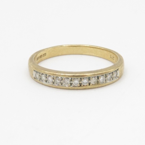 194 - 9ct gold diamond half eternity ring (1.8g) Size M 1/2