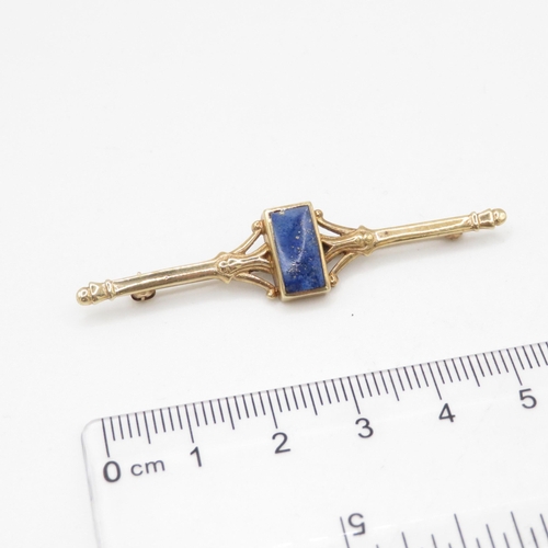 235 - 9ct gold lapis lazuli bar brooch (3.5g)