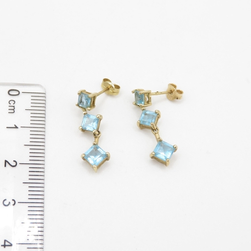 243 - 9ct gold topaz drop earrings (1.9g)