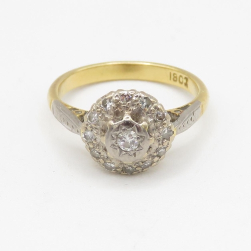 5 - 18ct gold diamond cluster ring (3.4g) Size J